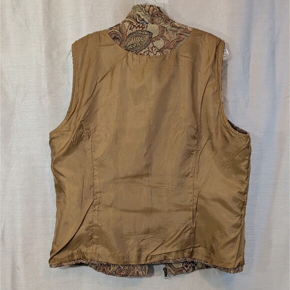 Vintage Tapestry Vest Brown Floral Paisley White Stag - Tagless /See Photos - XL - Picture 14 of 16